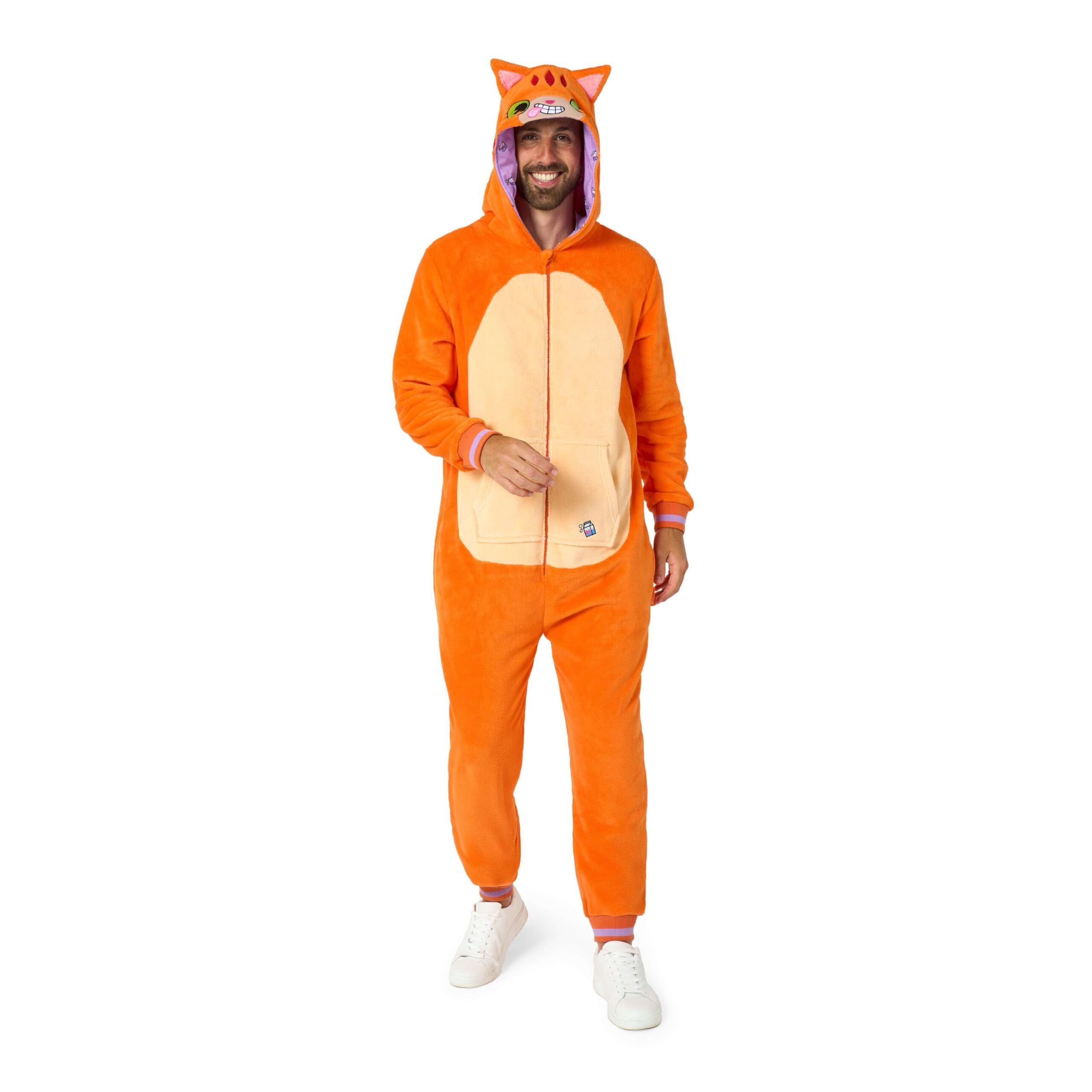 1088 Adult One Piece Suit - Animal Jumper - Cat Onesie - Red